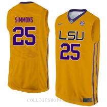 Ben Simmons Lsu Tigers #25 Authentic College Basketball Mens Jersey Gold